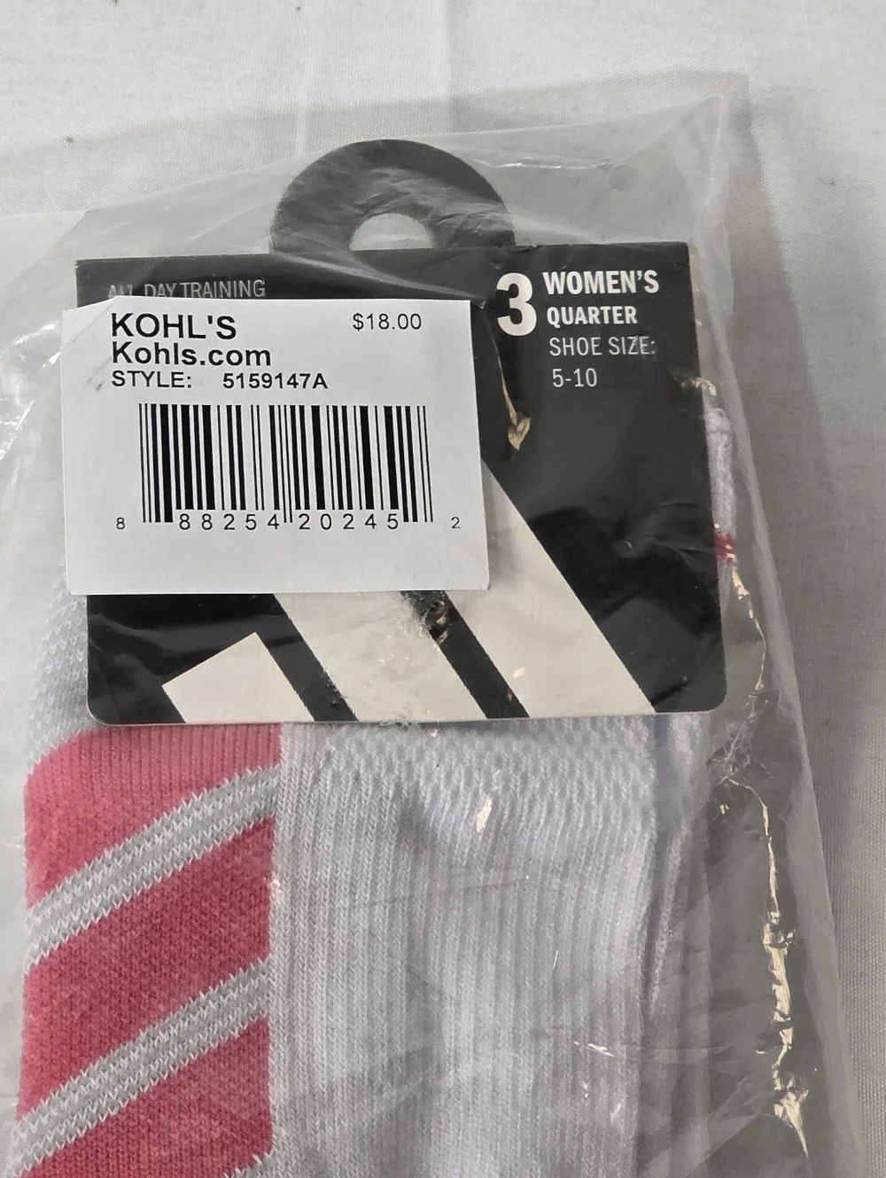 adidas All Day Training 3 Pack Quarter Athletic Climacool Socks Shoe Size 5-10